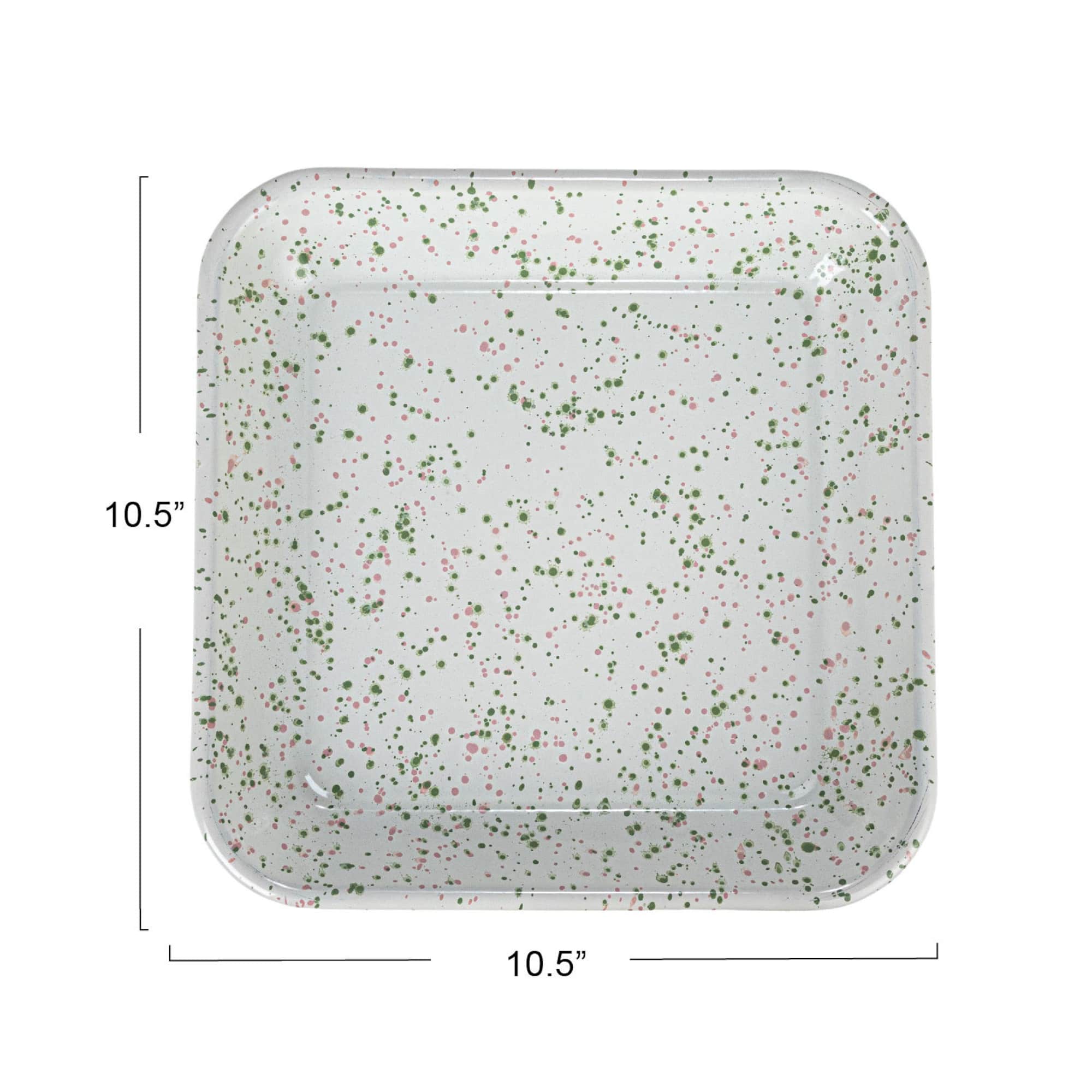 Hello Honey® 10.5" Mint & Pink Splatter Enameled Metal Platter